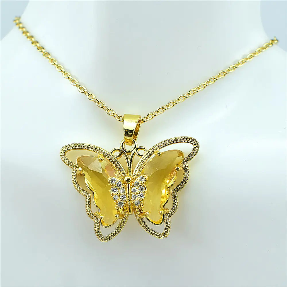 Crystal Glass Butterfly Necklace