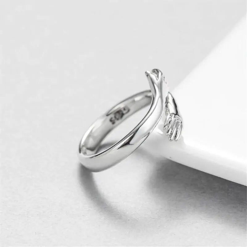 Personality Silver Plated Love Hug Rings